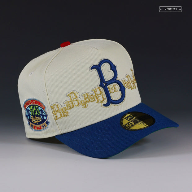 BROOKLYN DODGERS 1955 WS CHAMPIONS "OFF WHITE" A-FRAME 59FIFTY NEW ERA FITTED CAP