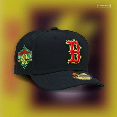 BOSTON RED SOX 90TH ANNIVERSARY "JET BLACK RADIANT RED" NEW ERA FITTED CAP